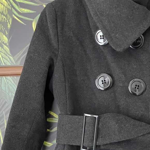 Soia & Kyo Charcoal Wool Belted Peacoat - Picture 3 of 16
